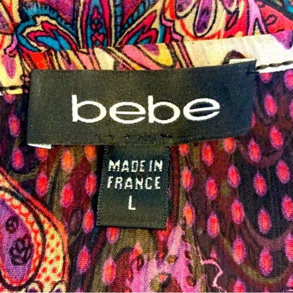 Bebe Puff Sleeve Chiffon Paisley Printed Dress/ Tunic 💖 - Picture 9 of 10